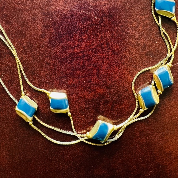 Vintage Navy Blue + Gold Enamel Necklce - Picture 9 of 9